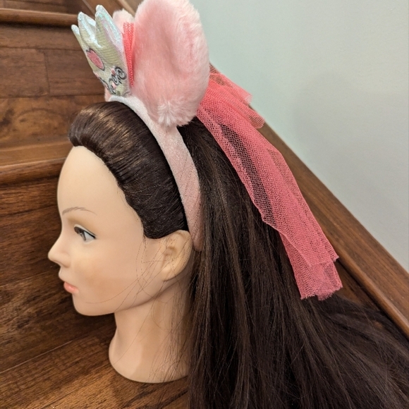 Disney Pink Plush Minnie Mouse Headband with Tulle and Crown OS - Picture 1 of 7
